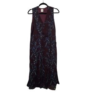 CAbi Treasure Paisley Floral Dress Womens Sz 8 Wine Blue #3461 Sleeveless Office